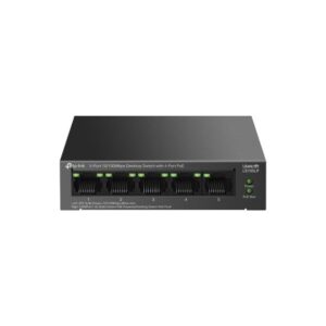 "5-Port 10/100 Mbps Desktop Switch with 4-Port PoE PORT: 4&times; 10/100 Mbps PoE Ports, 1&times; 10/100 Mbps Non-PoE Port SPEC: 802.3af, 41 W PoE Power, Desktop Steel Case FEATURE: Extend Mode for 250m PoE Transmitting, PoE Auto Recovery, Plug and Play"