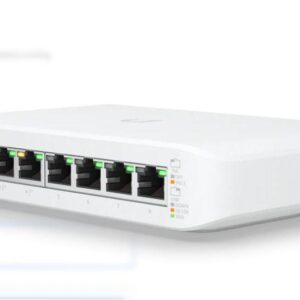 Ubiquiti UniFi 8 port switch, USW-LITE-8-POE, 8 x 10/100/1000 Mbe RJ 45 ports, 4 x POE, 8 Gbps, buget POE: 52W, SMB layer 2 PoE GbE switch, dimensiuni: 99.6 x 163.7 x 31.7 mm.