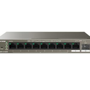 IP-COM switch G2210P-8-102W, 8-Port Gigabit POE, Standard and Protocol: IEEE 802.3, IEEE 802.3u, IEEE 802.3ab, IEEE 802.3x, IEEE 802.3z, IEEE 802.3af/at, IEEE 802.1q, interfata:8 x 10/100/1000, 1 &times; 100/1000 Base-X SFP port, 20 Gbps, ProFi Cloud web UI and App management.