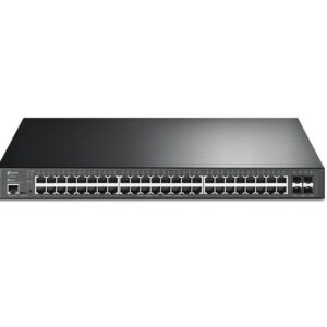 "JetStream&trade; 48-Port Gigabit and 4-Port 10GE SFP+ L2+ Managed Switch with 48-Port PoE+ PORT: 48&times; Gigabit PoE+ Ports, 4&times; 10G SFP+ Slots, RJ45/Micro-USB Console Port SPEC: 802.3at/af, 500 W PoE Power, 1U 19-inch Rack-mountable Steel Case FEATURE: Integration with JetStream&trade; SDN Controller,Static