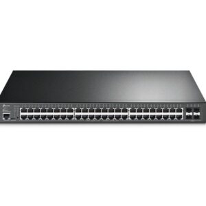 "JetStream&trade; 52-Port Gigabit L2+ Managed Switch with 48-Port PoE+ PORT: 48&times; Gigabit PoE+ Ports, 4&times; Gigabit SFP Slots, RJ45/Micro-USB Console Port SPEC: 802.3at/af, 384 W PoE Power, 1U 19-inch Rack-mountable Steel Case FEATURE: Integration with JetStream&trade; SDN Controller,Static Routing, 802.1Q VLAN