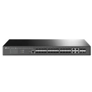 "JetStream&trade; 24-Port SFP L2+ Managed Switch with 4 10GE SFP+ Slots PORT: 20&times; Gigabit SFP Ports, 4&times; Gigabit SFP/RJ45 Combo Ports, 4&times; 10G SFP+ Slots, RJ45/Micro-USB Console Port SPEC: 1U 19-inch Rack-mountable Steel Case FEATURE: Integration with JetStream&trade; SDN Controller, Static Routing, OAM, sFlow