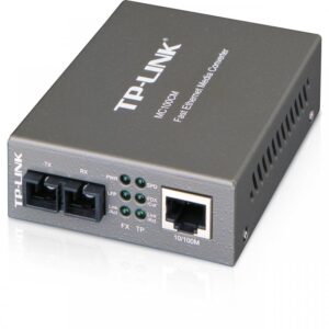 "Omada 10/100 Mbps RJ45 to 100 Mbps Multi-mode SC Fiber Converter PORT: 1&times; 100 Mbps SC Port, 1&times; 10/100 M RJ45 Port (Auto MDI/MDIX) SPEC: Full-duplex, Up to 2 km, Chassis TL-MC1400 Rack-mountable"