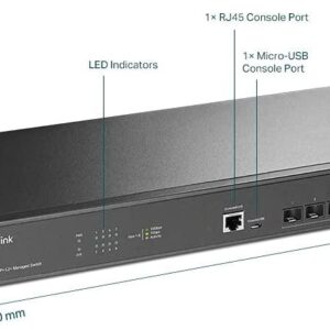 "JetStream&trade; 8-Port 10GE SFP+ L2+ Managed Switch PORT: 8&times; 10G SFP+ Slots, RJ45/Micro-USB Console Port SPEC: 1U 19-inch Rack-mountable Steel Case FEATURE: Integration with JetStream&trade; SDN Controller, Static Routing, OAM, sFlow, DDM, 802.1Q VLAN, QinQ, STP/RSTP/MSTP, IGMP Snooping, 802.1p/DSCP, QoS