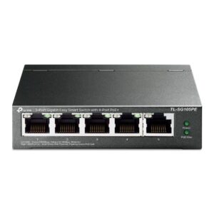 "5-Port Gigabit Easy Smart Switch with 4-Port PoE+ PORT: 4&times; Gigabit PoE+ Ports, 1&times; Gigabit Non-PoE Ports SPEC: 802.3at/af, 65 W PoE Power, Desktop Steel Case FEATURE: PoE Auto Recovery, MTU/Port/Tag-based VLAN, QoS, IGMP Snooping, Web/Utility Management, Plug and Play"