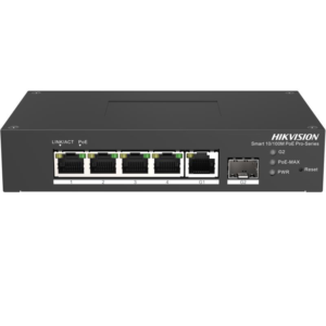 Switch PoE Hikvision DS-3T1306P-SI/HS: 4 &times; 10/100 Mbps PoE port,1 &times; Gigabit RJ45 port,1 &times; Gigabit fiber optical port, PoE: Ports 1 to 4 maxim 30W, buget PoE 60W, tensiune alimentare: 48VDC, 1.36A, dimensiuni: 158.00 mm &times; 101.20 mm &times; 31.60 mm, greutate: 1kg, montare pe birou sau sina.