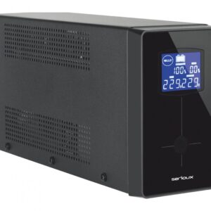 UPS Serioux Line Interactive 1500LI, ecran LCD, capacitate 1500VA/900W, 4 prize Schuko , baterie 12 V / 8.0 Ah &times; 2, timp mediu de functionare pe baterii 8 min - 50% sarcina, management USB/RJ45, software inclus