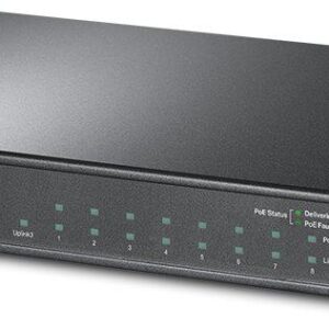 "8-Port 10/100Mbps + 3-Port Gigabit Desktop Switch with 8-Port PoE+ PORT: 8&times; 10/100 Mbps PoE+ Ports, 2&times; Gigabit Non-PoE Ports, 1&times; Gigabit SFP Slots SPEC: 802.3at/af, 124 W PoE Power, Desktop Steel Case FEATURE: Extend Mode for 250m PoE Transmitting, Isolation Mode, PoE Auto Recovery, Plug and Play"