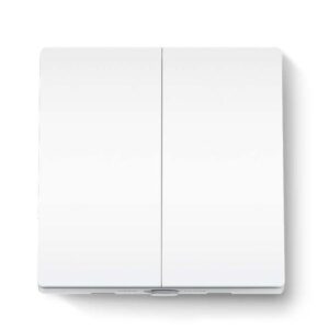 TP-LINK TAPO S220 intrerupator inteligent dublu (NECESITA HUB TAPO), Wireless: 868 MHz, incarcare maxima: 600 W LED/600W CFL/1000W INC/1000WFTL/Ventilator de 50 W, Dimensiuni: 87.1 &times; 86 &times; 41 mm, Alimentare: 2&times; Baterii AAA 1.5 V