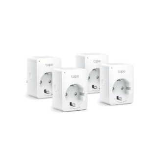 TP-Link MINI SMART WI-FI SOCKET TAPO P100 (4-PACK), Protocol: IEEE 802.11b/g/n, Bluetooth 4.2 (for onboarding only), 2.4 GHz, Android 4.4 or higher, iOS 9.0 or higher, AC 220-240 V~50/60 Hz 10 A, Maximum Load, 2300 W, 10 A.