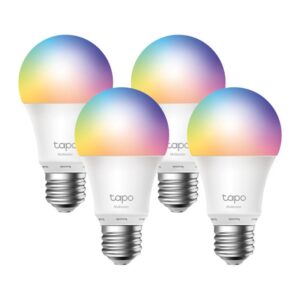 Smart Wi-Fi Light Bulb, Multicolor, 4-Pack SPEC: 2.4 GHz, IEEE 802.11b/g/n, E27 Base, 220&ndash;240 V, 50/60 Hz, Brightness: W: 806 lm/ R: 55 lm/G: 140 lm/B: 25 lm, 8.3 W, 2,500 K &ndash; 6,500 K, Beam Angle 220&deg;, 8.3 kWh / 1000h, lifetime up to 25,000 hrs FEATURE: Multicolor, No Hub Required, Voice Control