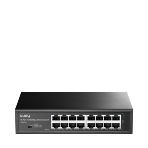 CUDY 16-Port 10/100 Mbps Switch, 16 10/100 Mbps RJ45 Ports, Switch/VLAN/Extend working mode DIP switch, Rack-mountable Steel Case, Power Saving, Plug & Play, Rack-Mount kits included