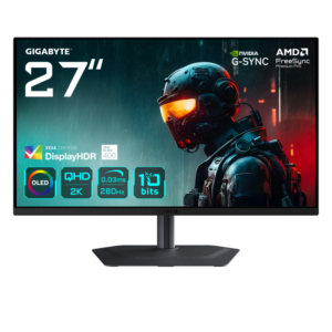 GIGABYTE MO27Q2A. Display diagonal: 68.6 cm (27"), Display resolution: 2560 x 1440 pixels, HD type: Quad HD, Display technology: QD-OLED, Response time: 0.03 ms, Native aspect ratio: 16:9, Viewing angle, horizontal: 178&deg;, Viewing angle, vertical: 178&deg;. Built-in  speaker(s). Built-in USB hub. VESA