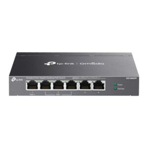 Omada 6-Port Gigabit Desktop Switch with 3-Port PoE+ and 1-Port PoE++ PORT: 1&times; Gigabit PoE++ Port, 3&times; Gigabit PoE+ Ports, 2x Gigabit Non-PoE Ports SPEC: 802.3af/at/bt type3, 64 W PoE Power,  Desktop Steel Case FEATURE: Extend Mode for 250m PoE Transmitting for Port1-2, PoE Auto Recovery for Port1-4