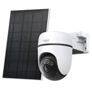 Solar-Powered Pan/Tilt Security Camera Kit SPEC:3K 5MP (2880&times;1620), 2.4 GHz, 6700mAh rechargeable lithium-ion battery,  Solar panel (5.2V, 2.5W) FEATURE: Pan/Tilt,  Non-Stop Power, Smart Detection and Notifications (motion, people, pets, cars),AI Tracking, Color Night Vision, Sound and Light Alarm