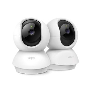 Pan/Tilt Home Security Wi-Fi Camera, 2-Pack SPEC: 2K (2304x1296), 2.4 GHz, Horizontal 360&ordm; FEATURE: Pan/Tilt, Smart AI Detection and Notifications (motion, people), Sound and Light Alarm, Remote Control, Two-Way Audio, Voice Control (Works with Google Assistant and Alexa), Local Storage through