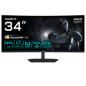 Monitor Consumer GIGABYTE G34WQC2, 34", 3440 x 1440 pixeli, Black, 2 ani Garantie