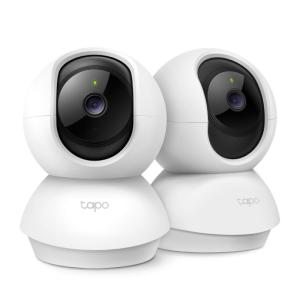 Pan/Tilt Home Security Wi-Fi Camera, 2-Pack SPEC: 1080p, 2.4 GHz, Horizontal 360&ordm; FEATURE: Pan/Tilt, Motion Detection and Notifications, Sound and Light Alarm, Remote Control, Two-Way Audio, Voice Control (Works with Google Assistant and Alexa), Local Storage through microSD Card (Up to 512 GB)