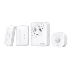 Smart IoT Hub with Chime SPEC: 2.4 GHz, 868 MHz, 100-240 V~, 50/60 Hz, Plug-in FEATURE: 90dB Adjustable Audio Alarm, 19 Ringtones, Up to 65 Switches, Sensors or Buttons, Mute Button, Easy Setup, Device Sharing, Flame- Retardant, Tapo App
