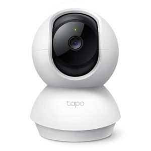 Pan/Tilt Home Security Wi-Fi Camera SPEC: 1080p, 2.4 GHz, Horizontal 360&ordm; FEATURE: Pan/Tilt, Smart Detection and Notifications (motion, people, baby crying), Motion Tracking, Sound and Light Alarm, Remote Control, Two-Way Audio, Voice Control (Works with Google Assistant and Alexa), Local Storage