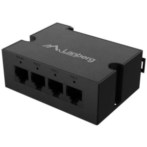 Switch Lanberg DIN-GE4-BT-90W, 4 porturi 1000BASE-T, Unmanaged, maxiumum network link speed 1 Gbps, chipset Airoha AN8855HN, standar PoE 802.3at, 802.3af, 802.3bt