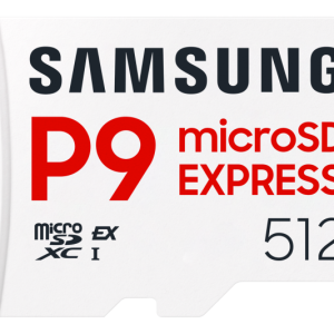 Samsung MB-MK512T. Capacity: 512 GB, Flash card type: MicroSDXC, Internal memory type: UHS-I, Read speed: 800 MB/s, UHS Speed Class:  Class 1 (U1), Video Speed Class: V30. Protection features: Drop resistant, Magnet proof, Temperature proof, Waterproof, Wear resistant, X-ray proof, Product colour