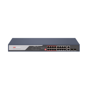 16 Port Fast Ethernet Unmanaged POE Switch Hikvision DS-3E0318P-E(C) Intelligent PoE management. Up to 300 m long range PoE transmission. Port isolation to improve network security. 6 KV surge protection to improve reliability in harsh environment. PoE watchdog to auto-detect and restart cameras